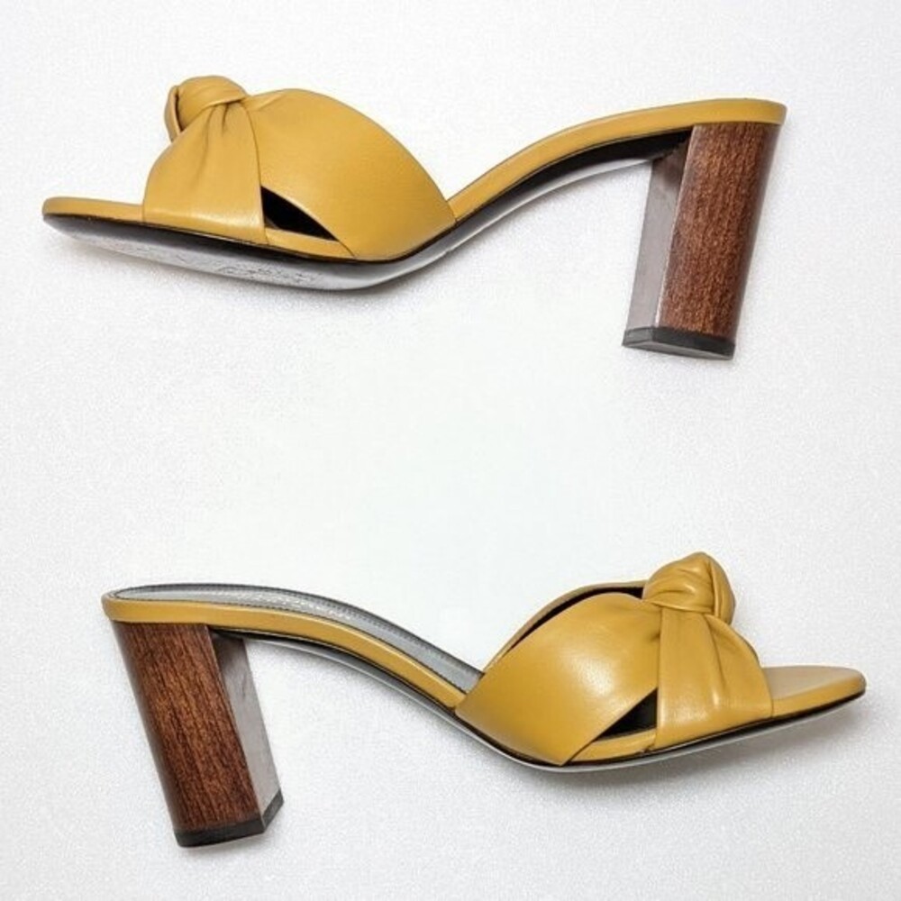 YSL Saint Laurent Bianca Leather Block Heel Mules Sandals - Picture 8 of 12